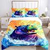 3pcs Colorful Hippo Print Bedding Set - 1 Duvet Cover + 2 Pillowcases(Core Not Included), Machine Washable Polyester yy251216119