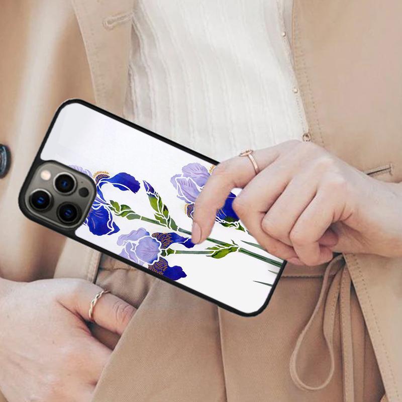 Iris Flower Floral Watercolor Magnetic Phone Case For APPLE iPhone 17 Air 16 14 13 12 Pro Max 15 Plus Wireless MagSafe Cover