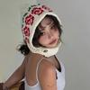 Handcrochet Flower Beanies Hat for Women Winter Soft Warm Balaclava Hat Shopping Scarf Caps Outdoor Windproof Neckwrap Hat