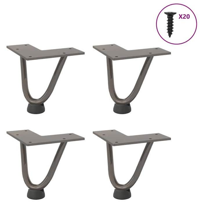 VidaXL Pieds en épingle à cheveux pour table basse 4 pièces Acier naturel 10 cm Acier massif 4012411