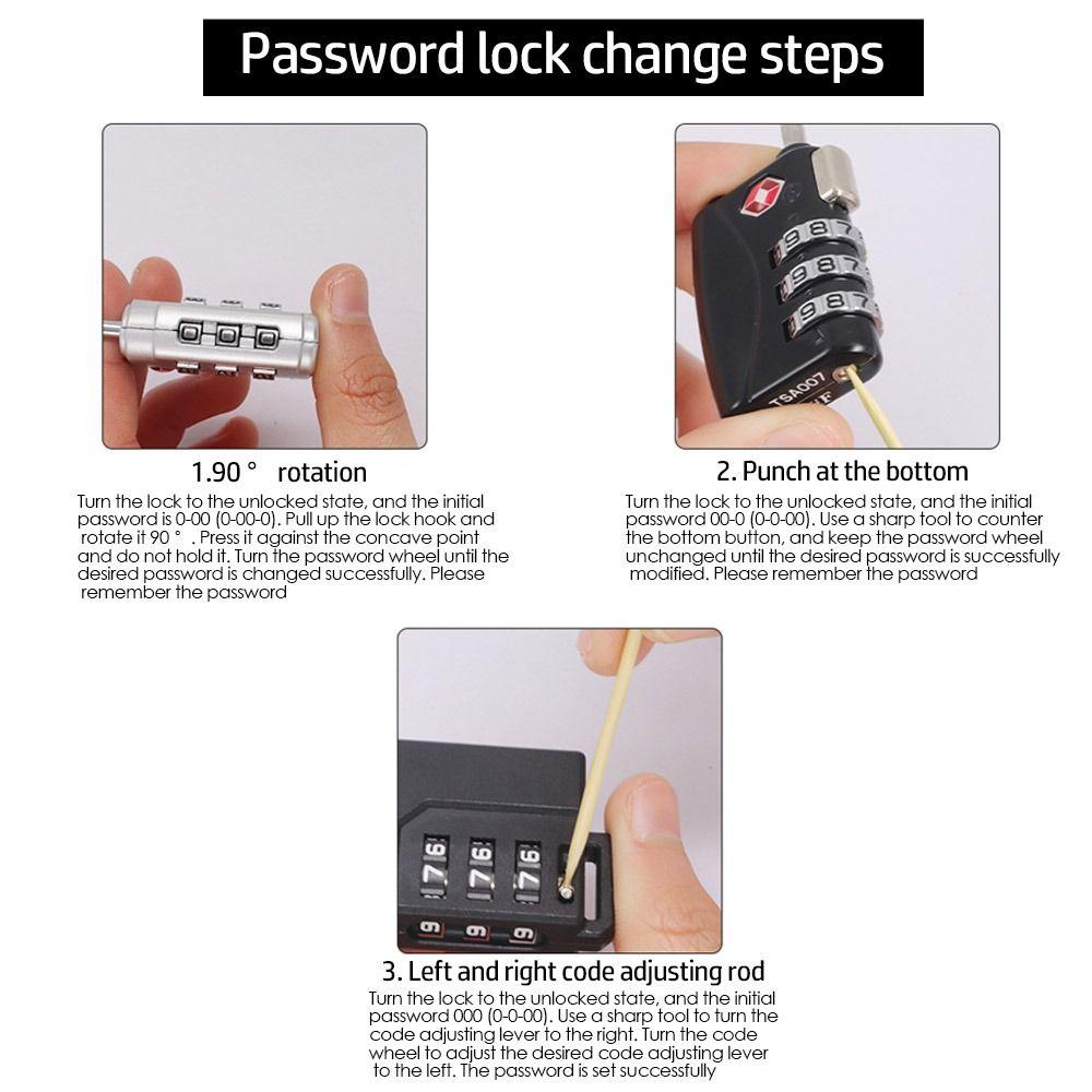 Portable TSA Customs Lock Padlock with Steel Cable Customs Code Lock Smart Combination Lock