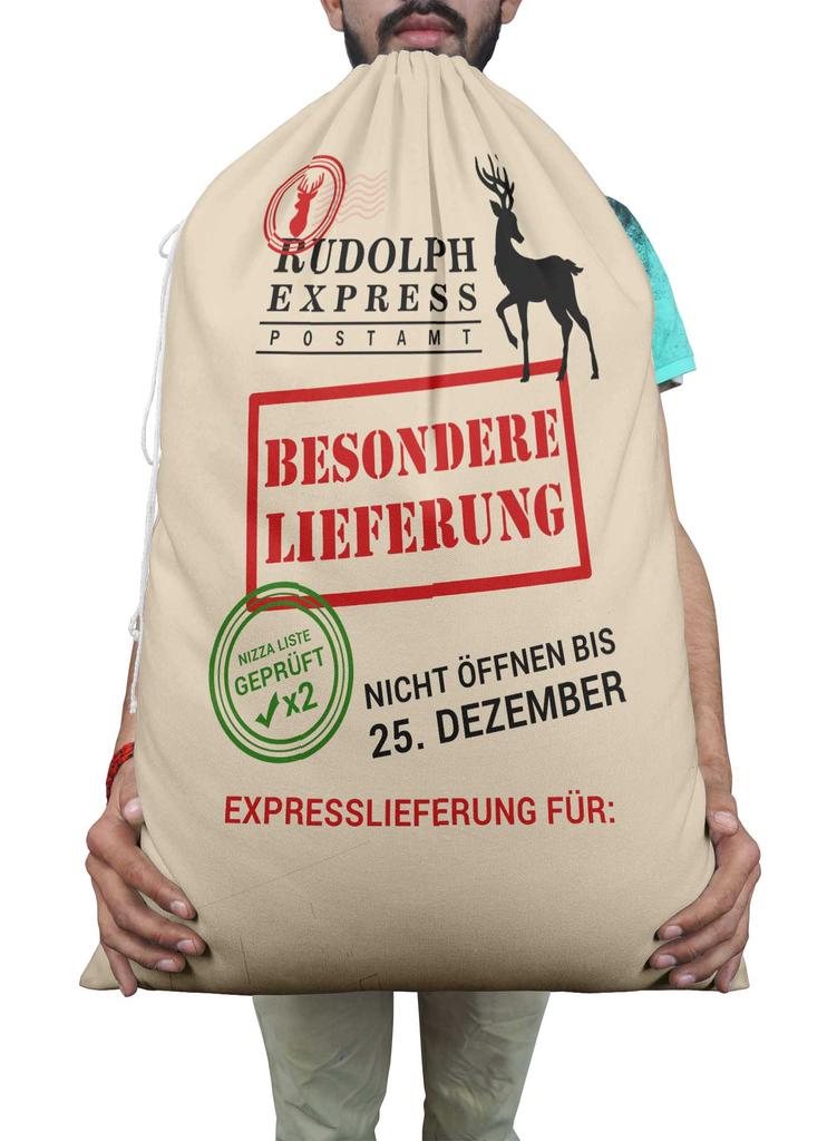 Printtoo Упаковка из 2 специальных рождественских мешков с завязками, очень большого размера, для многоразового хранения рождественских подарков, 27x20 дюймов