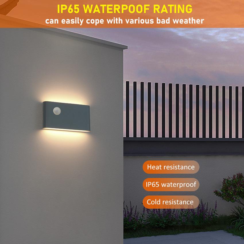 12W LED Outdoor Motion Sensor Waterproof Wall Lamps Up and Down Aluminum Wall Lights for Garden Courtyard Lighting Fixtures