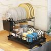 Kitchen Dish Bowl Drying Rack Rust-Proof Metal Drainboard Dish Drainer Rack with Holder Storage Tableware Organizer Basket