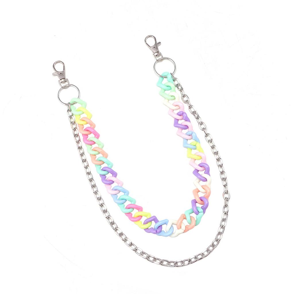 Конфетный цвет Двухслойная Уличная Акриловая Цепь для Брюк Регулируемая Длина Поясная Цепь Аксессуар для Любителей Моды