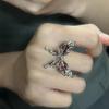 Vintage Red Butterfly Rings For Women Goth Punk Irregular Open Rings Set Y2K Halloween Accessories For Women Kpop Jewelry