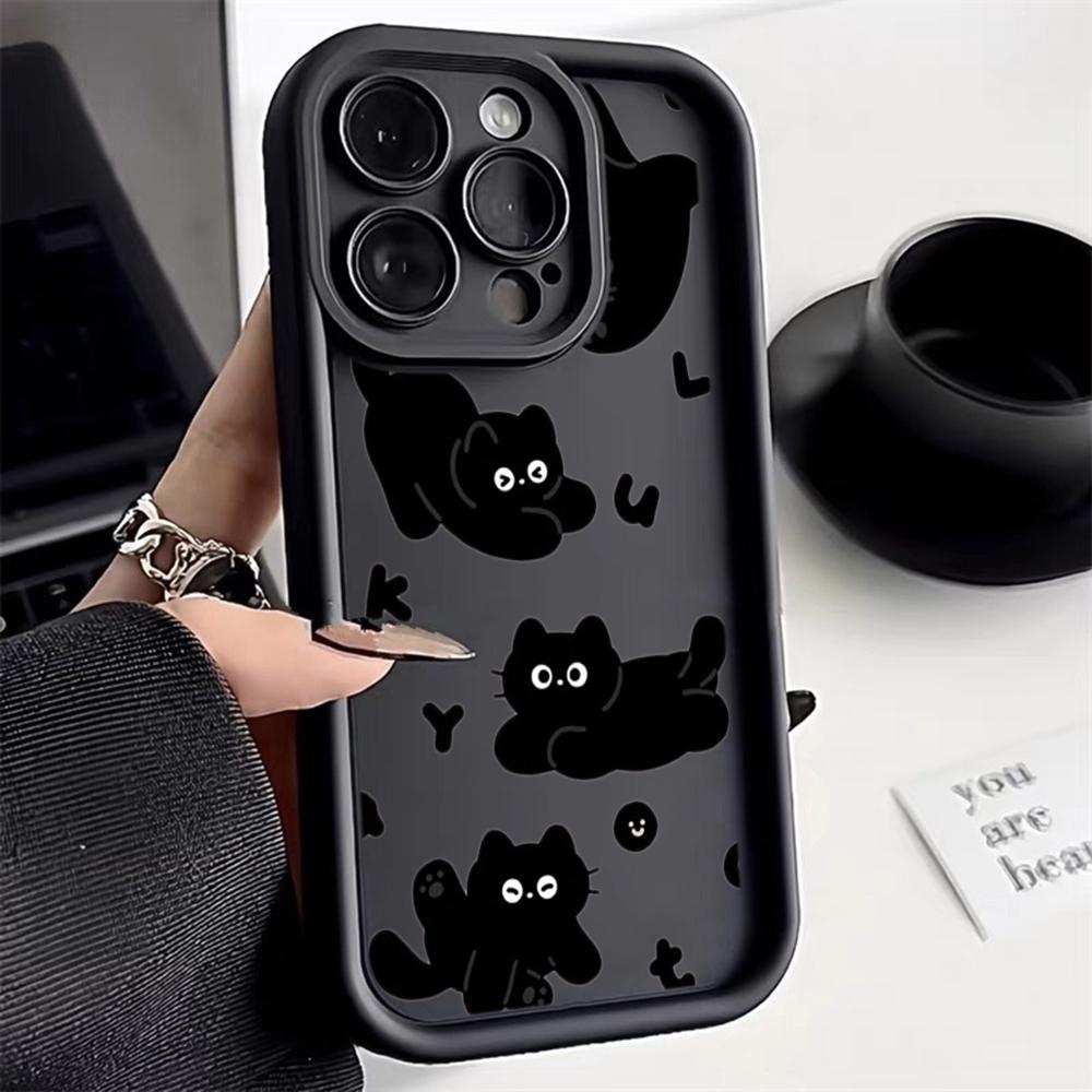 LZ11 cat милый художественный дизайн силиконовый чехол для телефона iPhone 11 13 14 15 16 Pro Max 7 8 16 Plus 12 mini XS Max XR противоударный задний чехол
