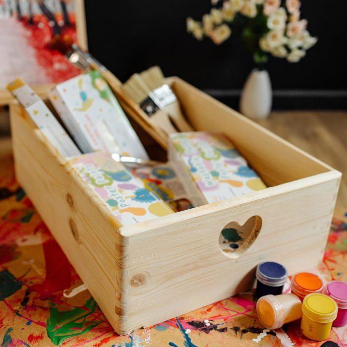 Creative Deco Boite Rangement En Bois Jaune - 30 X 20 X 14 Cm (+/- 1 Cm) - Avec Couvercle - Boite En Bois - Boîte Caisse Malle Coffr