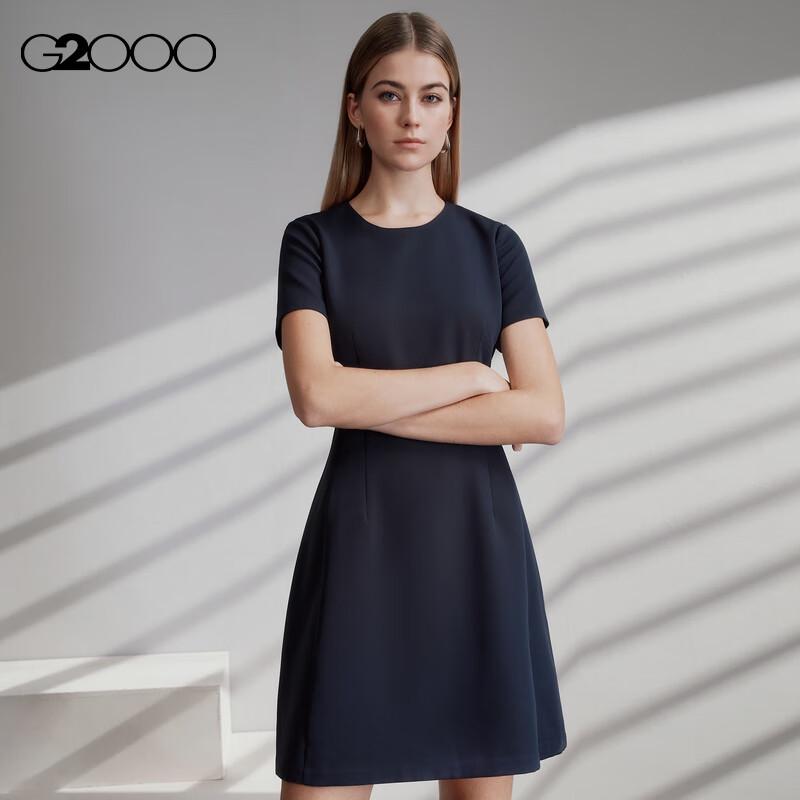 G2000 Платье с поясом и коротким рукавом