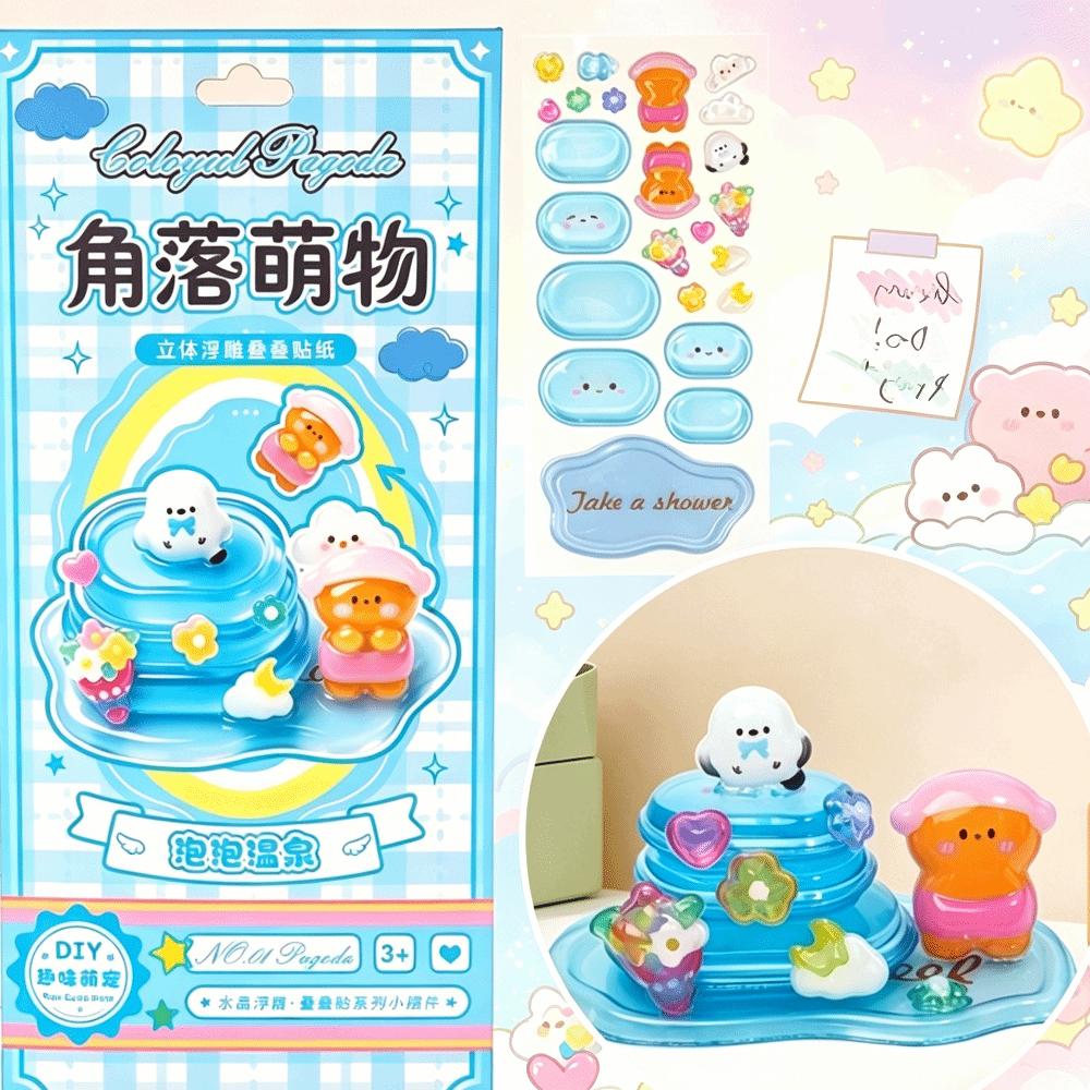 Reusable 3D Crystal Stackable Stickers Funny Cartoon Embossed Decals DIY Decals Phone Decor