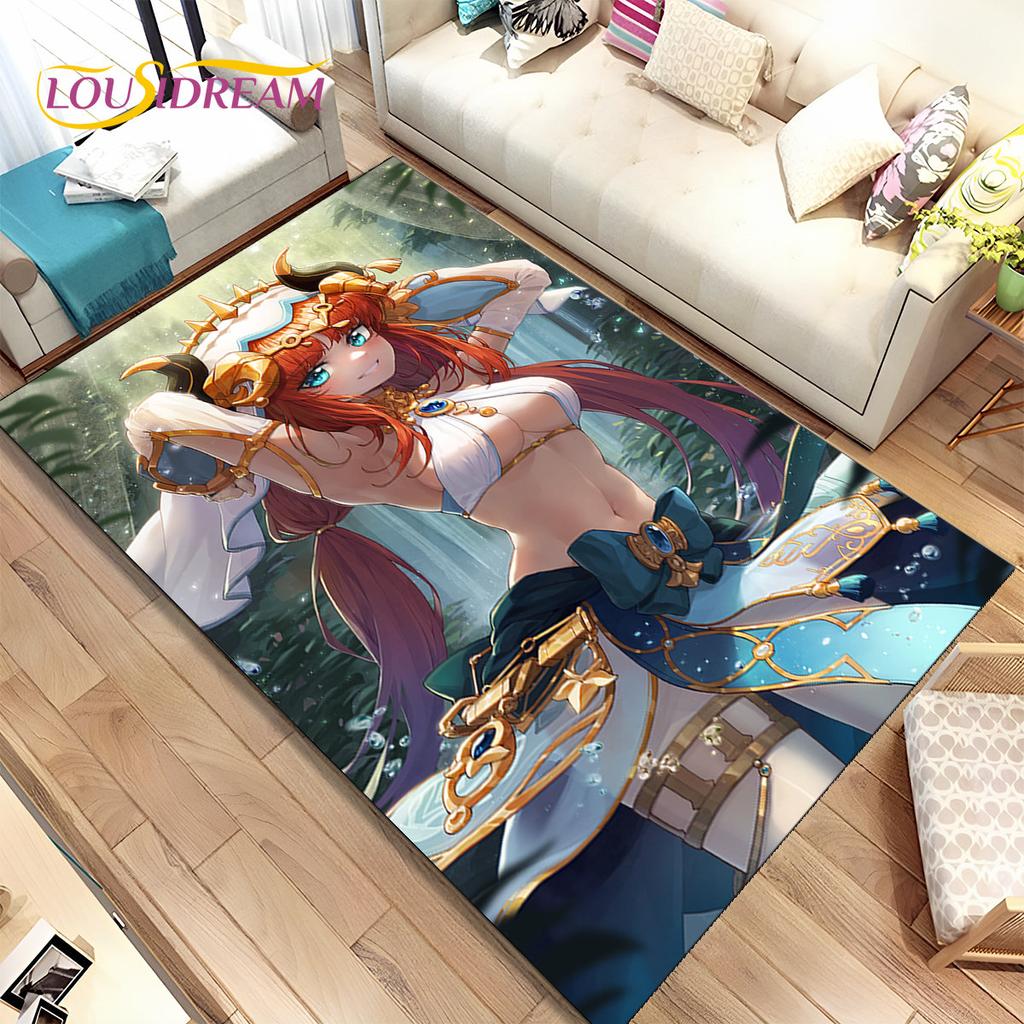 Genshin Impact Cartoon Game Area Rug, ковер для дома, гостиной, спальни, дивана, дверного коврика, кухонного декора, детский нескользящий напольный коврик