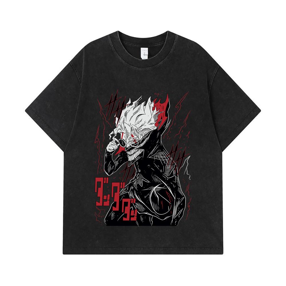 275 GSM Washed T-shirts 100% Cotton Dandadan V28 Okarun Print Unisex Heavy Cotton T Shirt
