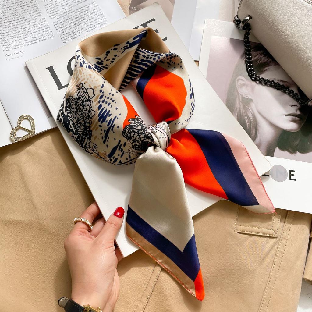 Spring And Summer Satin Long Scarf For Women Sunscreen Shawl Fashionable Beauty Scene Satin Long Scarf Versatile Travel Scarf