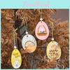 Adorable Wooden Easter Decoration Hanging Ornaments With Colorful Rabbit Egg Chick Designs