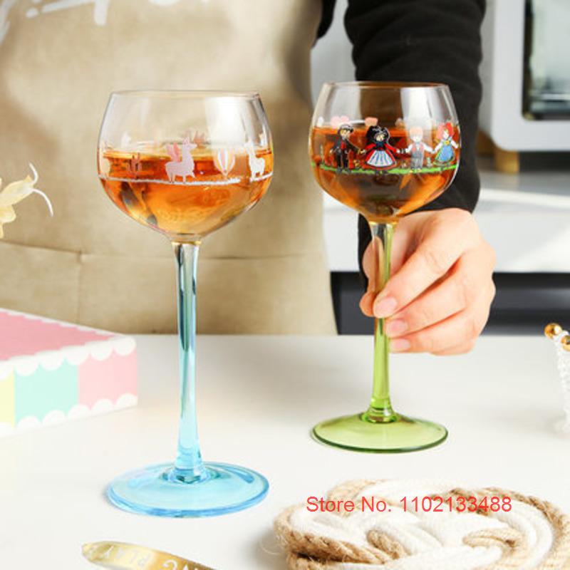 2022 милый хрустальный бокал для вина для девочек, экзотический, ручная роспись, бокал для вина, детская чашка для сока, цветной коктейльный бокал, Прямая поставка, 2022