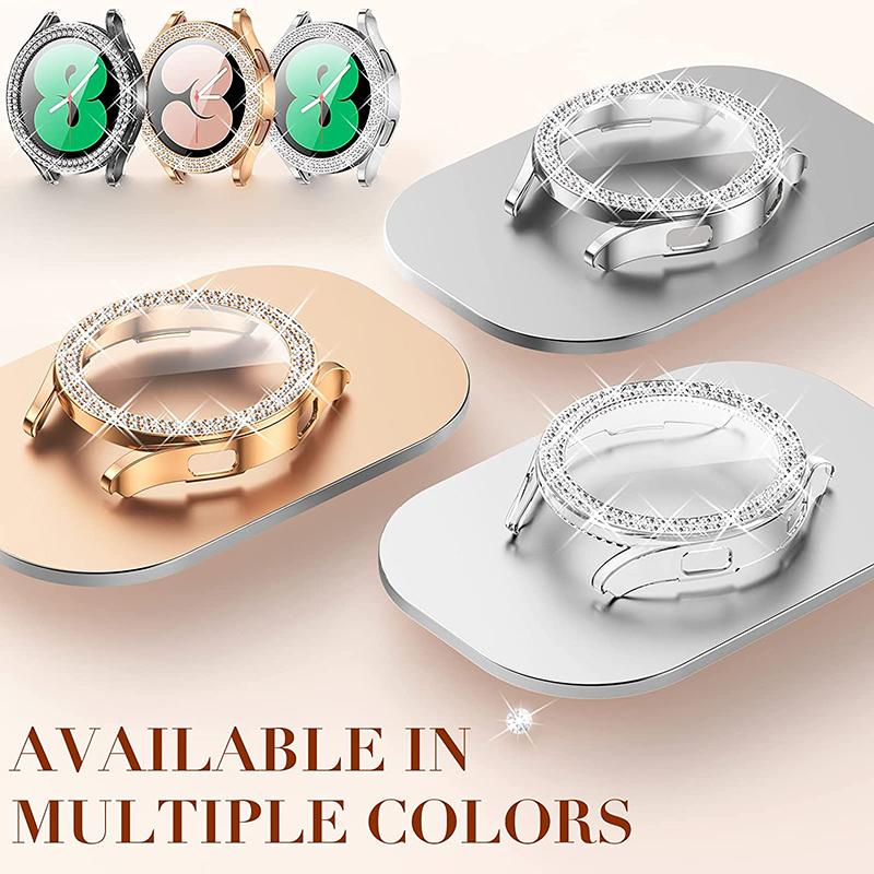 Чехол для Samsung Galaxy Watch 4, чехол 40 мм, 44 мм, аксессуары, блестящий модный двухрядный алмазный бампер, защитный чехол для Samsung Galaxy Watch 5