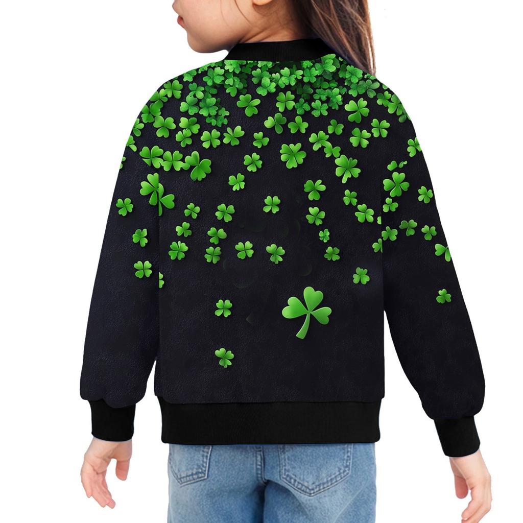 Девочки куртки на молнии детские осенние толстовки с длинным рукавом верхняя одежда с карманами St. День Святого Патрика 5-15 лет