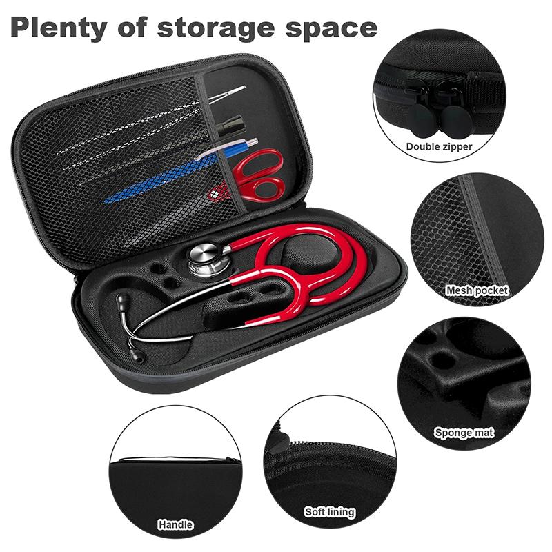 1Pcs Portable Stethoscope Case Storage Box Shockproof Lightweight Stethoscope Organizer Bag Eva Hard Carrying Bag Protective Case
