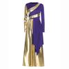Womens Liturgical Dance Jumpsuit Metallic Color Block Patchwork Irregular Drape Wide Leg Choir Performance Costume