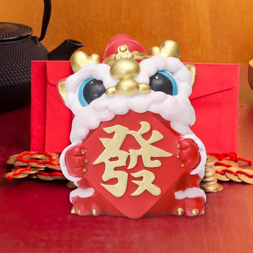 New Year Decoration 2025 Desktop Sculpture Chinese Style Gift Figurine Wake Lion Ornament for Housewarming Office Living Room