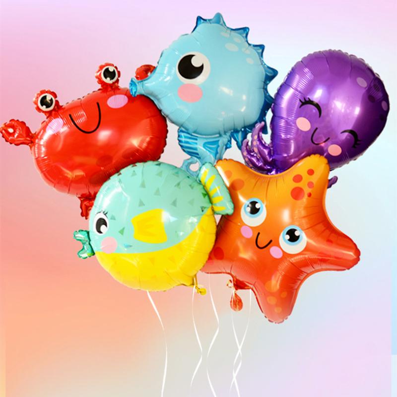 1PC Marine Life Theme Party Balloons Ocean Sea Animals Shark Foil Balloons Kids Boy Birthday Party Decor Baby Shower Supplies