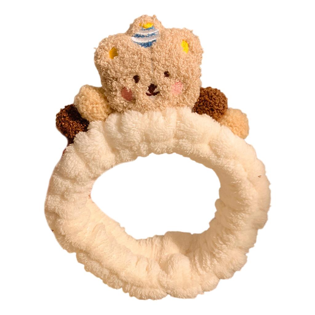 Lovely Plush Bear Headband for Adult Teens Face Washing Birthday Party Gathering Headpiece Women Skincare Hair Accessory