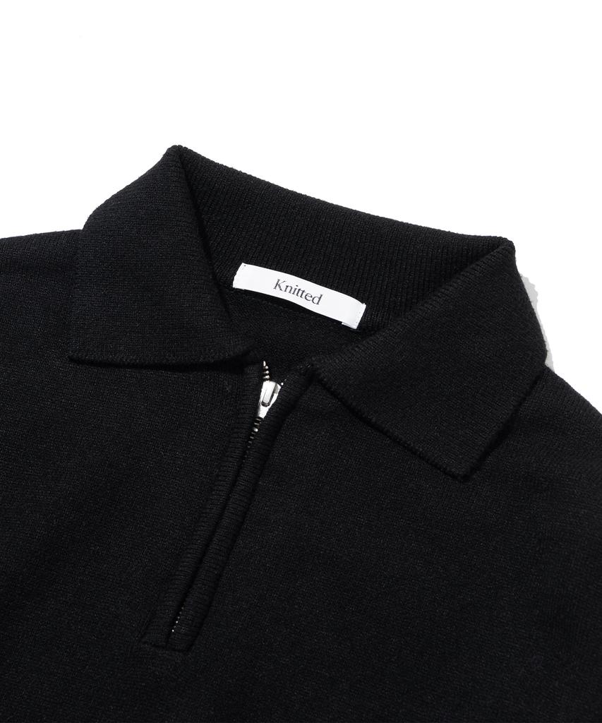 KNITTED Viscose Washable Half Zip Knit Black