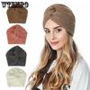 Autumn Winter Windproof Cold-proof Casual Warm Knitted Hats Women's Solid Color Large Size Woolen Hats