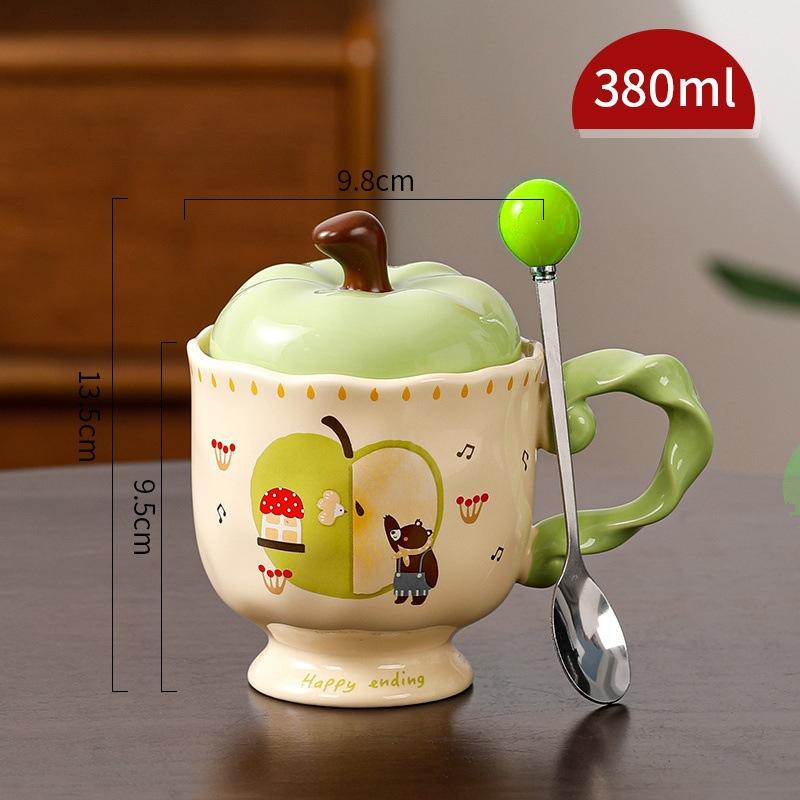 Милая кружка Apple с крышкой, керамическая чашка, сувенир, чашка для питьевой воды, офисная, высококлассная кофейная чашка, Рождество