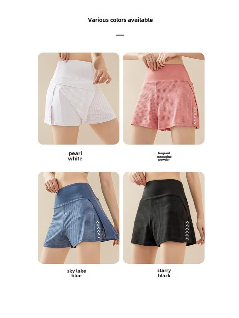 2024 Женская юбка-шорты для йоги с высокой талией из двух частей – Летняя спортивная одежда для фитнеса и бега