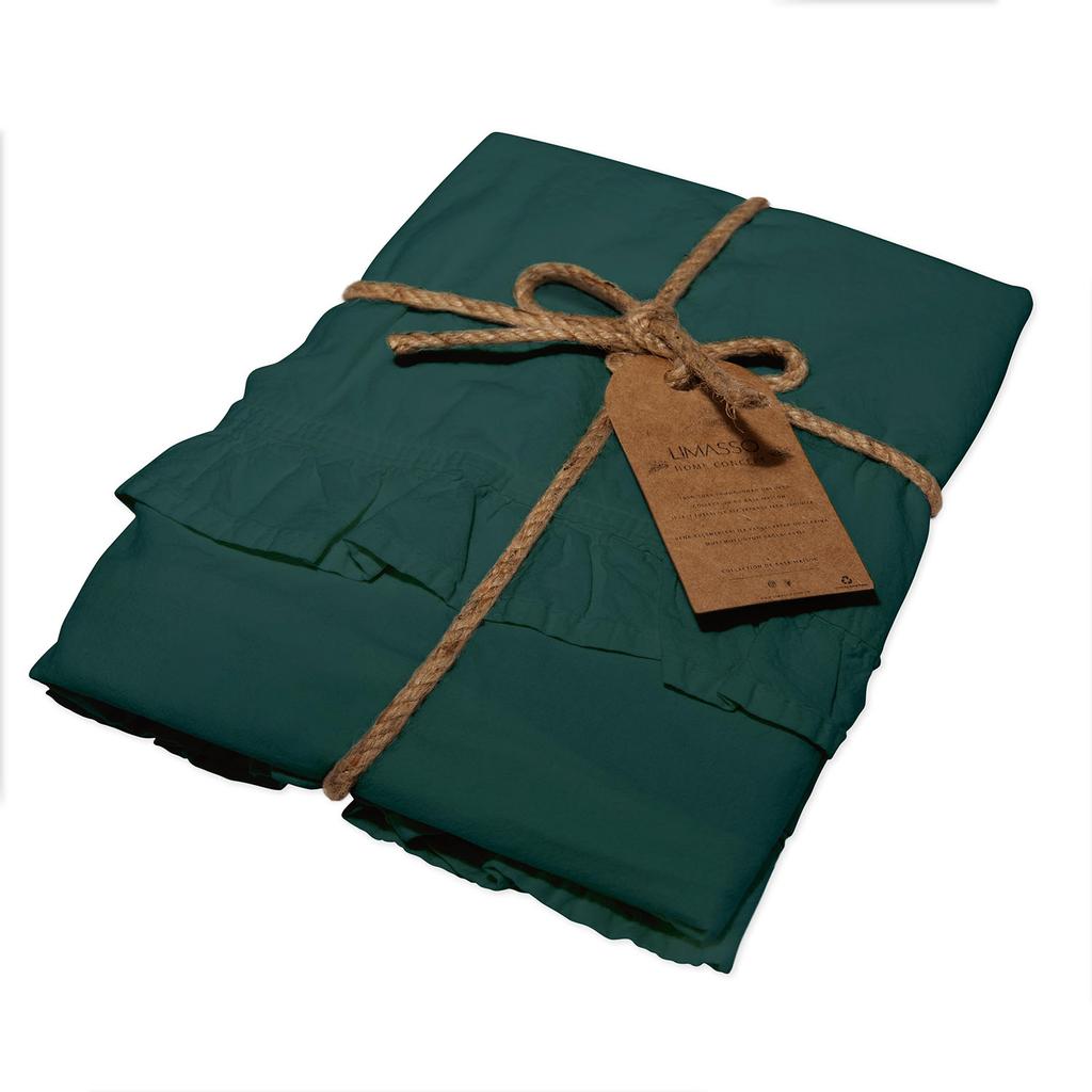 Pillowcases 40x40 with ruffles, dark green, set of 2