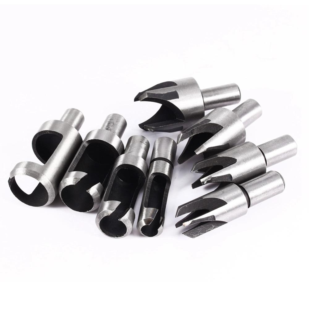 8pcs Straight Wood Plug Cutter High Carbon Steel HSS Drill Bits Chamfer Drill Bits  Woodworking