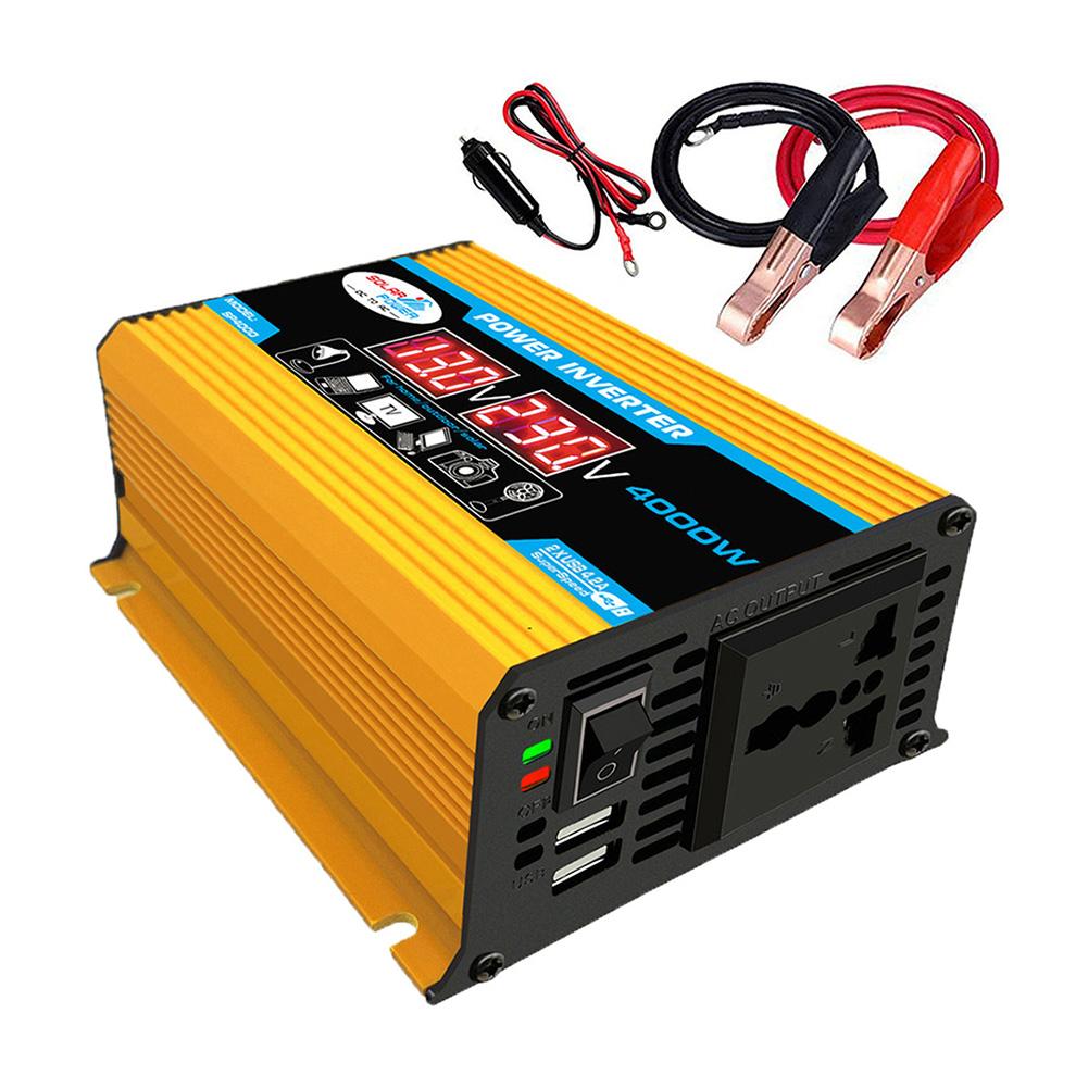 4000W Peak Solar Car Power Inverter DC 12V To AC 220V Car Adapter Car Converter Dual USB Voltage Transformer Modified Sine Wave