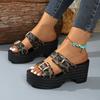 Women Leopard Print Wedges Slippers Summer New Sandals Designer Outdoor Beach Shoes Sexy Platform Slippers Women Slides Women