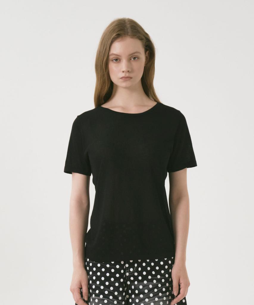 OCCUR Two-Way Cool Viscose V-Neck Short Sleeve Knit, Black