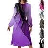 Women's Fashion Casual Print Round Neck Long Sleeve Midi Dress