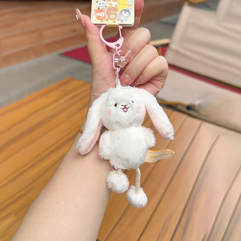Rabbit Penguin Duck Bear Plush Keyring With Pull Out Feet For Kids And Teens