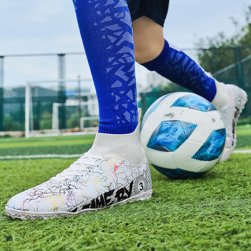 Unisex High -top Football Shoes Broken Nail TF Adult Student Training Shoes Artificial Grass Game Football Boots