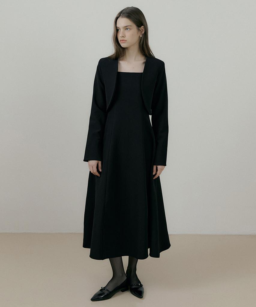 Riorg Rie Round Jacket With Flare Sleeveless Ops Black