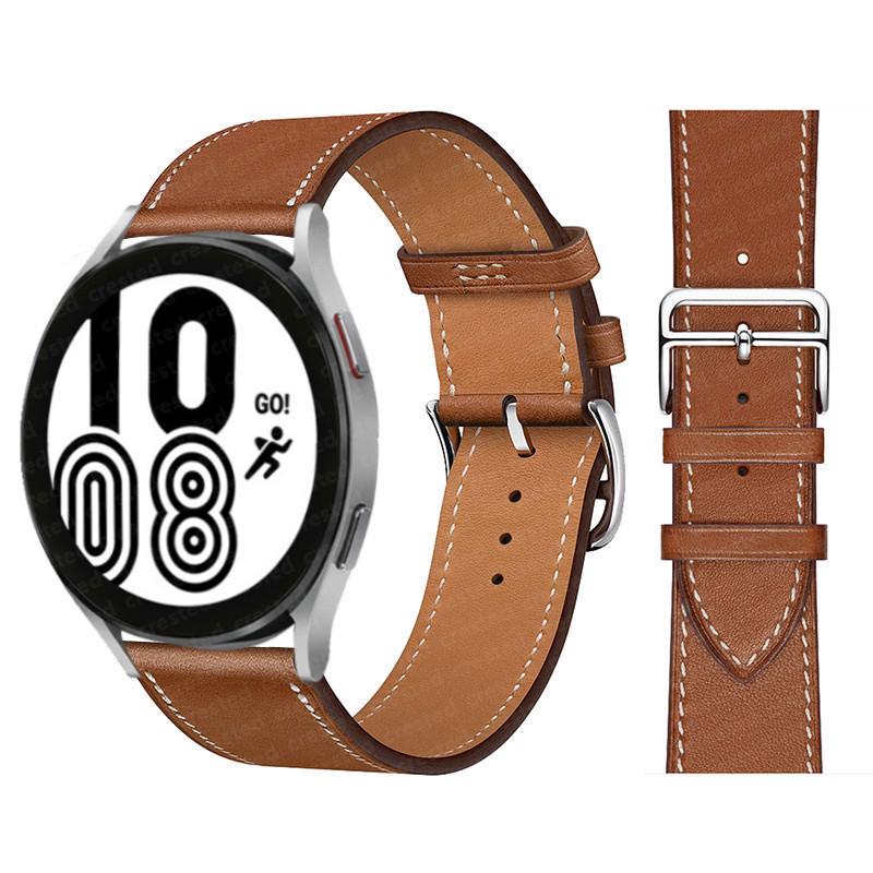 Кожаный ремешок 20 мм 22 мм для Samsung Galaxy Watch 7/6/5/pro/4/Classic 44 мм 40 мм Браслет Ремень Huawei GT-6-5-4-3-2-Pro 46 мм Ремешок