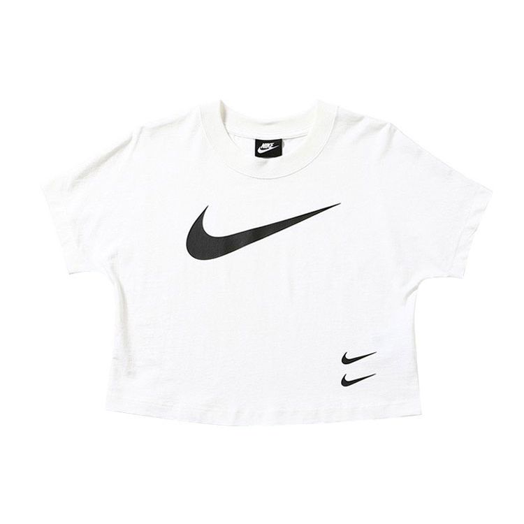 Nike Sportswear Swoosh Logo Casual Crop Top Women Tops White CJ3765-100