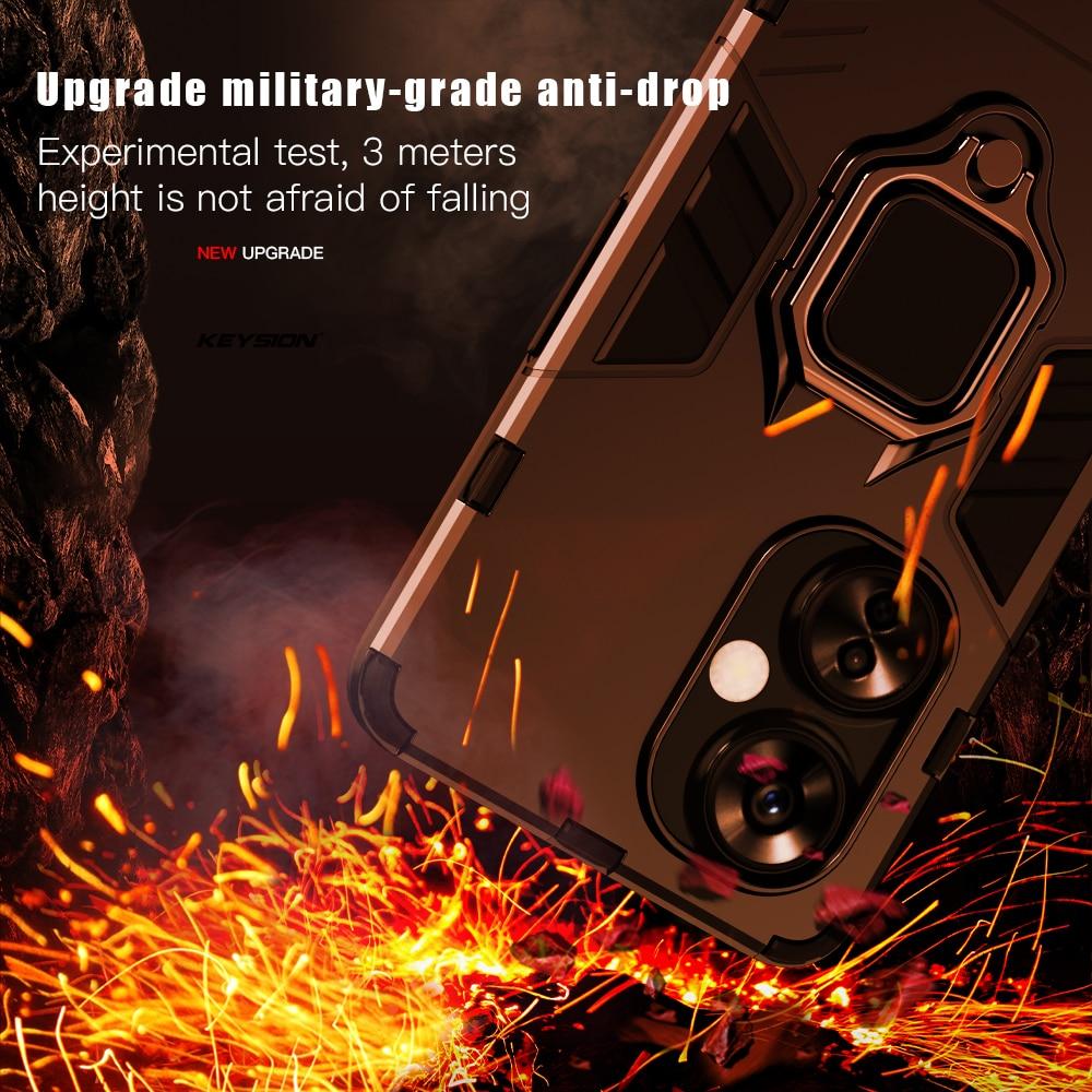 KEYSION Противоударный защитный чехол для OnePlus Nord CE 3 Lite 5G N30, силиконовый + ПК с металлическим кольцом-подставкой, чехол для телефона Oneplus 1 + Nord 3 5G