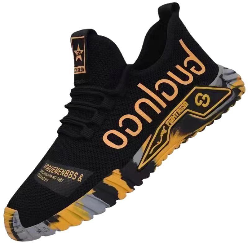 Мужская спортивная обувьВесна Лето Летающая вязка Мужская обувь Корейская мода Повседневная Дышащая сетка Спортивная обувь Мужские волосы