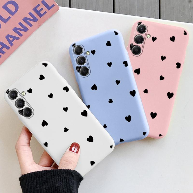 Heart Patterned Soft Silicone Case For Samsung A55 M35 S24 Xiaomi Redmi Note 13 Pro 13C iPhone Huawei Honor Realme Camera Protective Shockproof Cover
