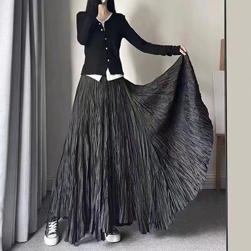 Женская модная длинная юбка с высокой талией, хлопковая фалда, женская повседневная пляжная юбка-макси в богемном стиле с оборками