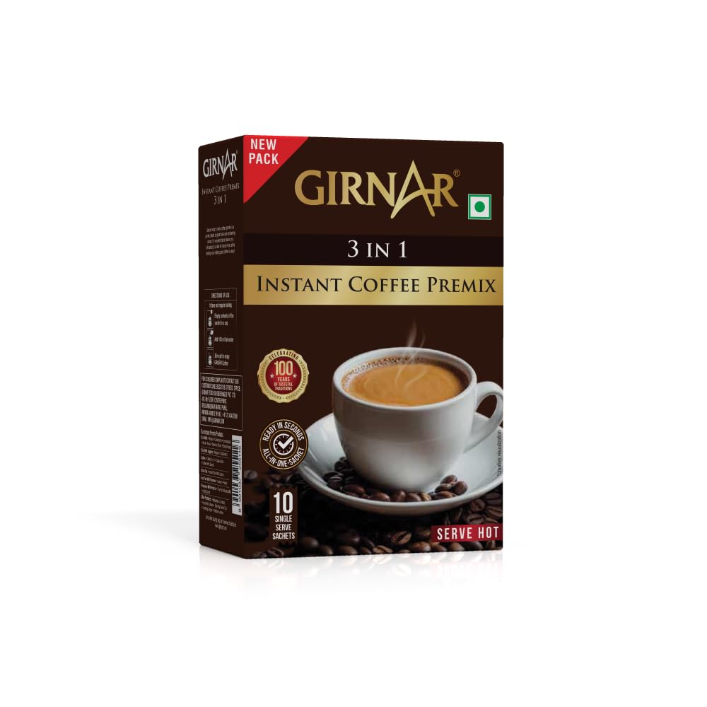 Girnar Instant Premix Кофе 3 в 1 10 Пакетиков Быстрого Приготовления Ароматный Кофейный Напиток