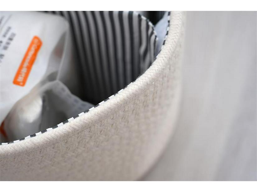 Корзина для хранения подгузников и игрушек из хлопка ручной работы Off-White с кисточкой, сумка-тоут и съемная коробка