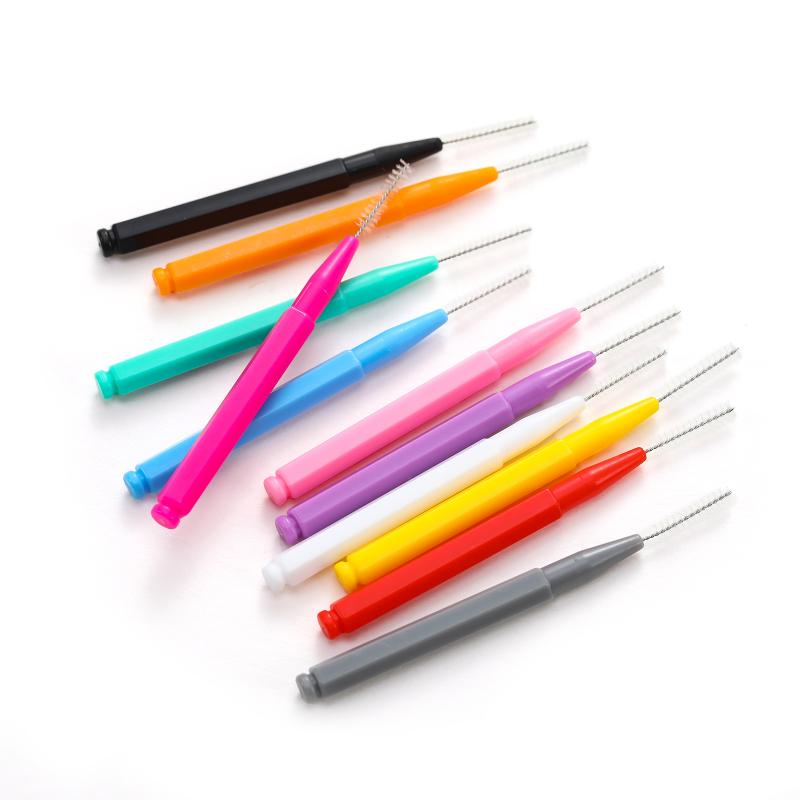10 Piece Set Interdental Brushes for Tooth Gap Cleaning with Mascara Brushes for Multi Purpose Use in Beauty and Oral Health