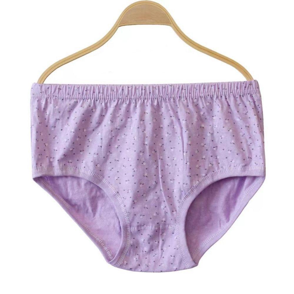 5PCS High Waist Elderly Plus Size Briefs Breathable Women Underwear Flower Cotton Panties  Gifts
