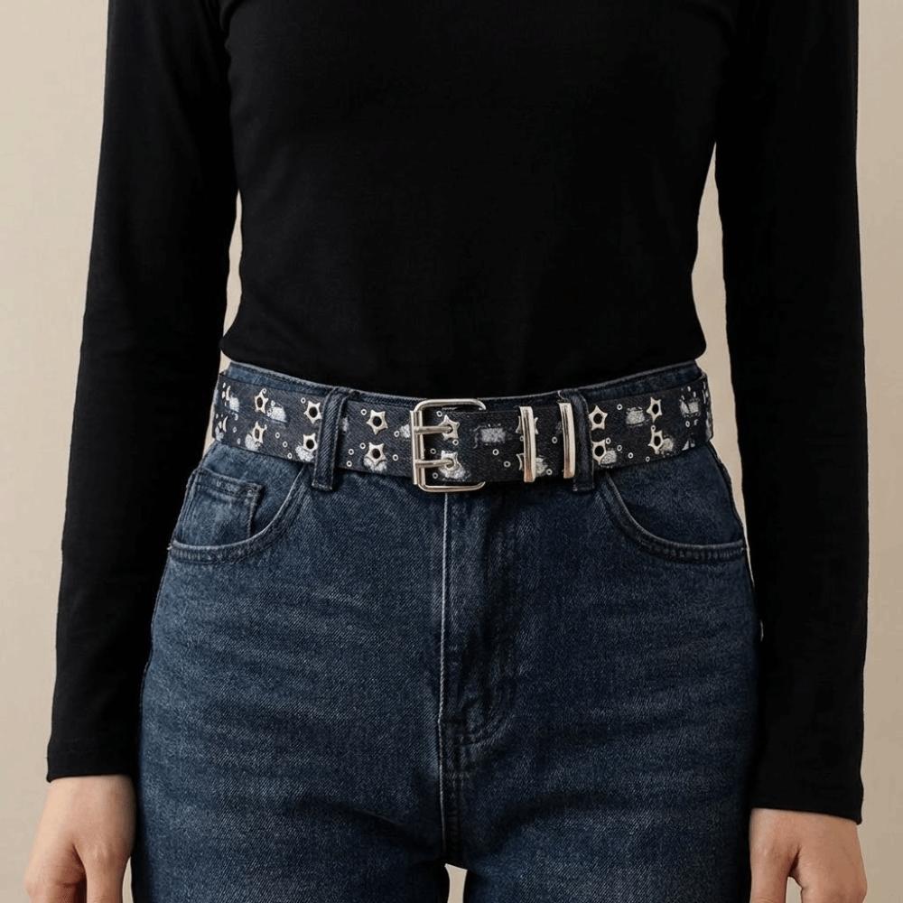 Metal Buckle Star Hole Sequin Belt Double Grommet Hole Trouser Decor Decoration Dress Decor